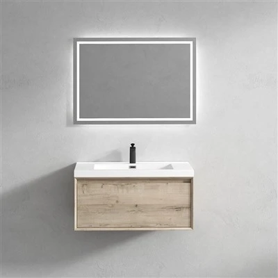 Mobile da bagno in legno con lavabo singolo e cassetto