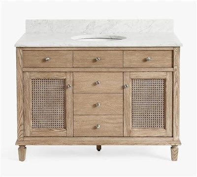 Mobile lavabo singolo in legno massello con ampio lavabo