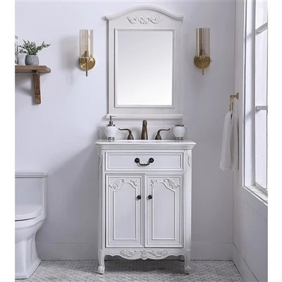 Mobile da bagno con piano in marmo bianco antico